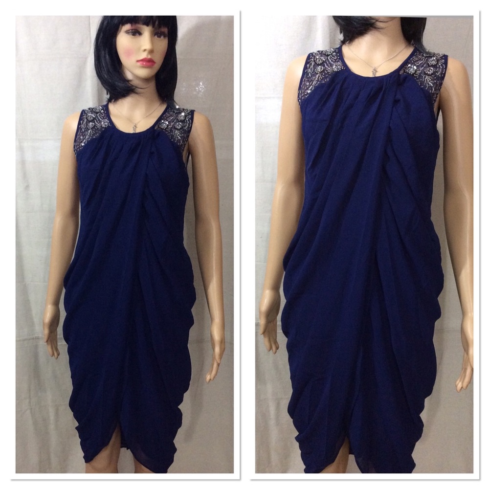 ⬇️ Formal Bedazzled Drape Dress